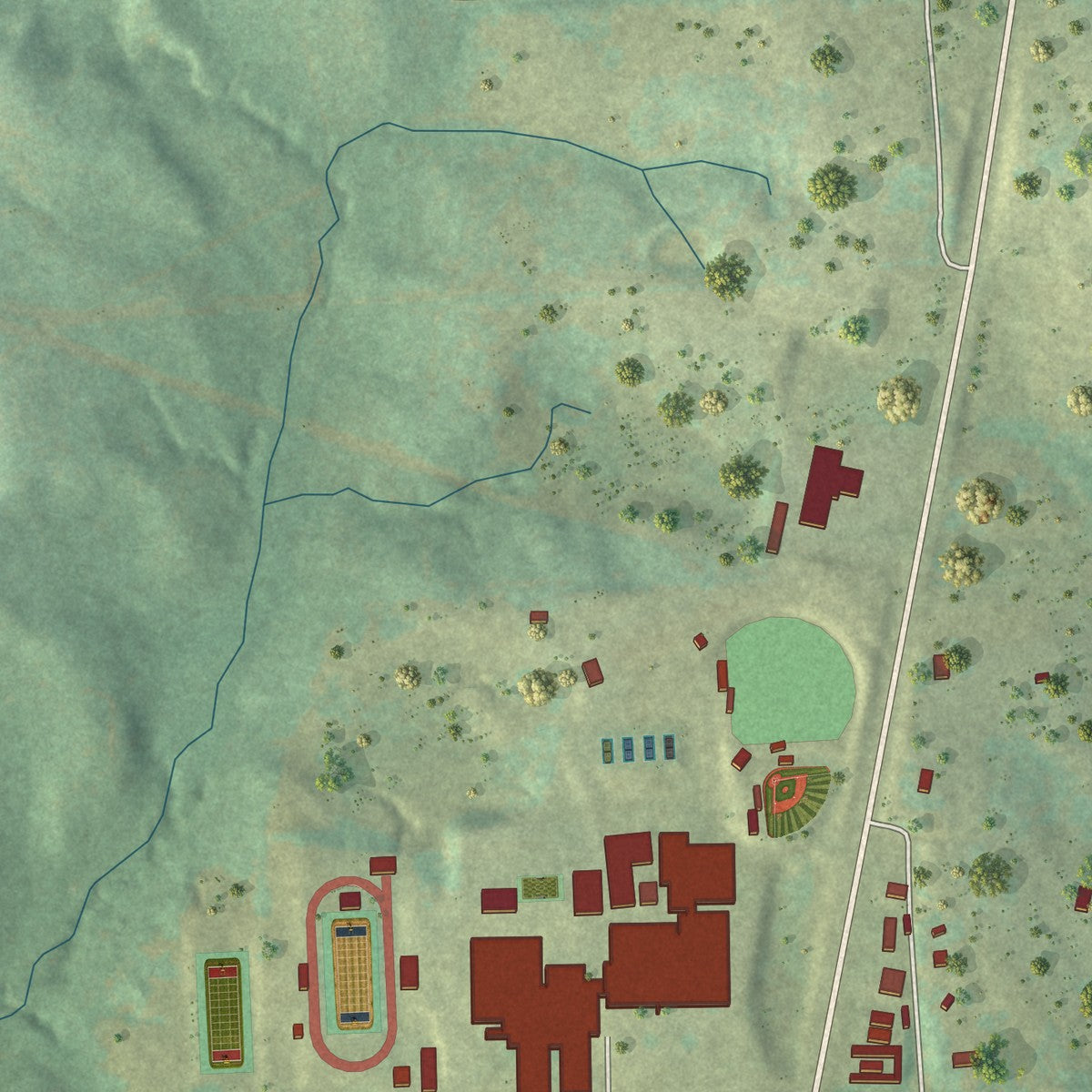Second close-up of the map of Frankston, Texas print showing more streets and buildings