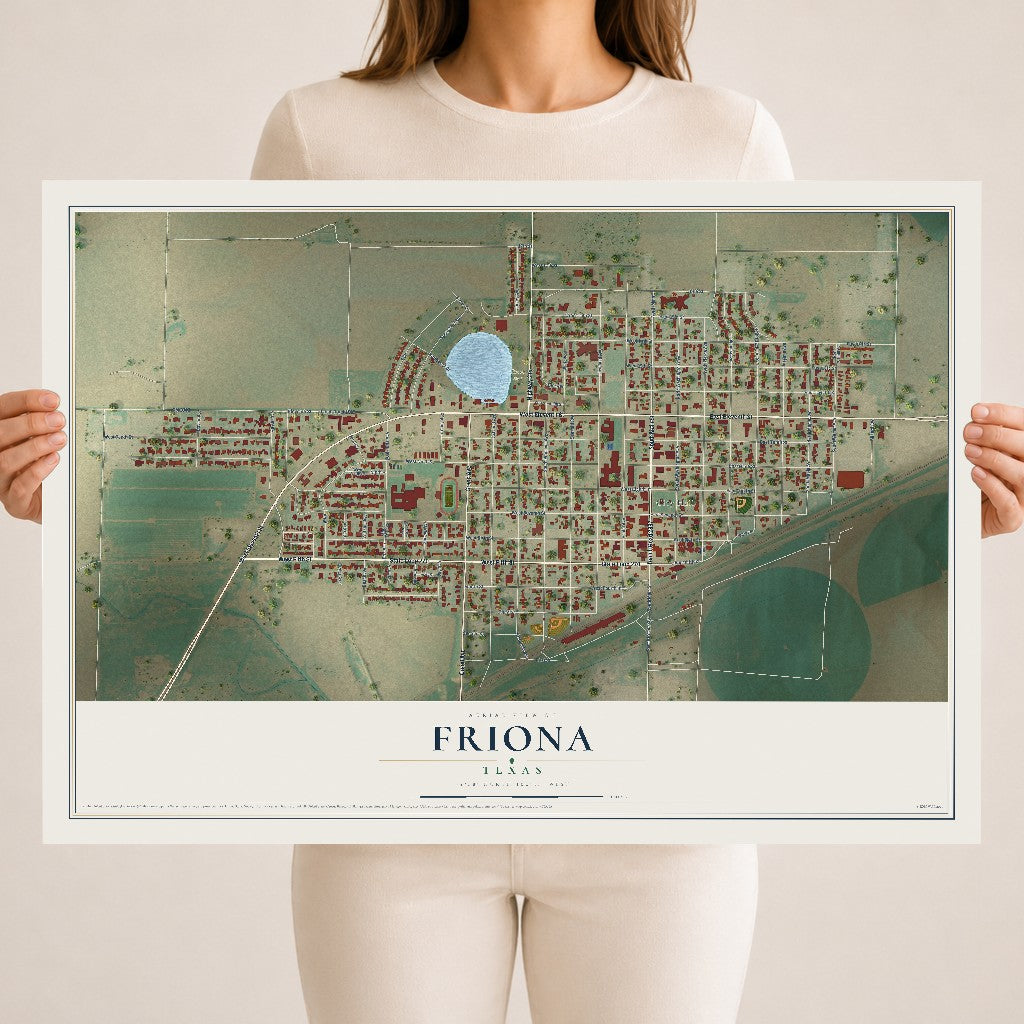 Map of Friona, Texas, 18 x 24 inch unframed archival matte print