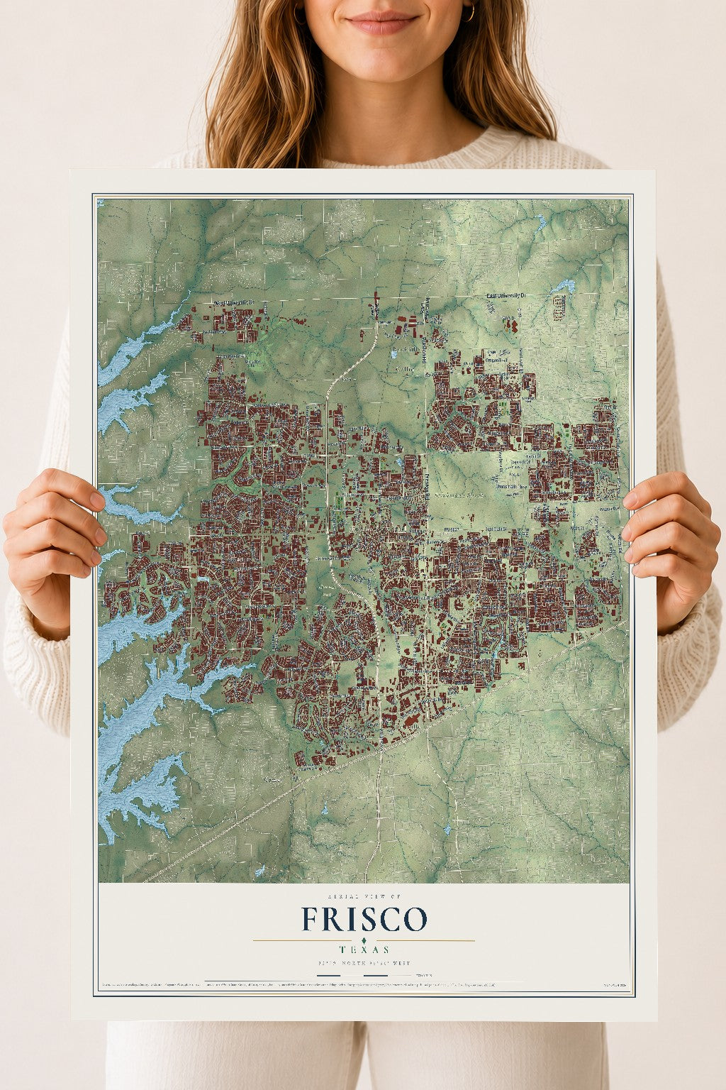 Map of Frisco, Texas, 18 x 24 inch unframed archival matte print