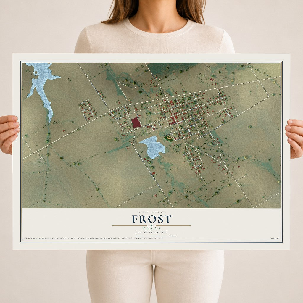 Map of Frost, Texas, 18 x 24 inch unframed archival matte print
