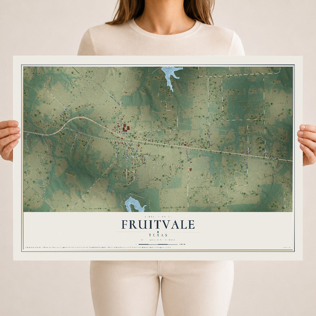 Map of Fruitvale, Texas, 18 x 24 inch unframed archival matte print