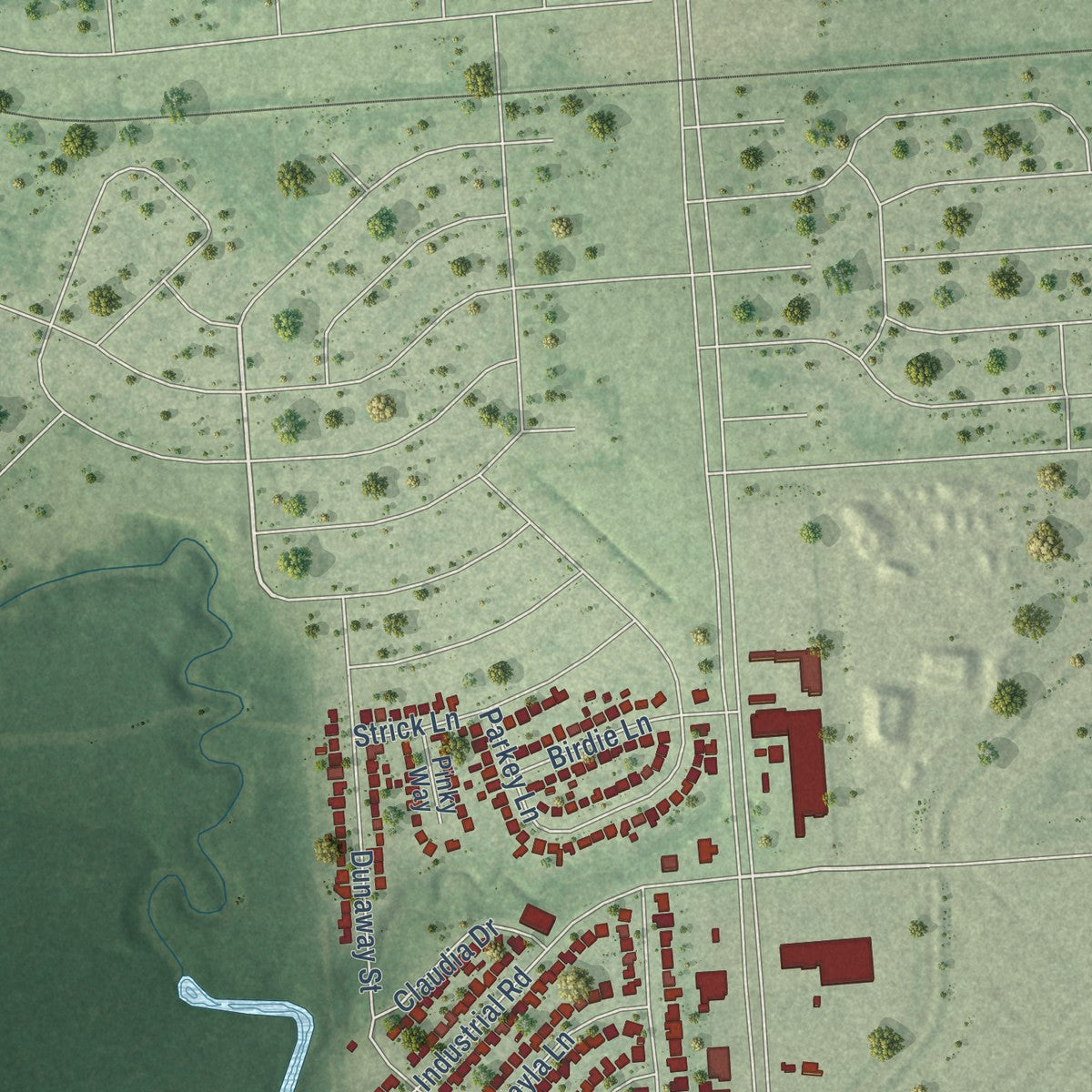 Second close-up of the map of Galena Park, Texas print showing more streets and buildings