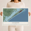 Map of Galveston, Texas, 12 x 18 inch unframed archival matte print