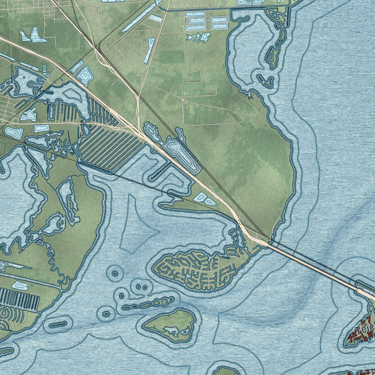 Close-up of the map of Galveston, Texas print showing street and building detail