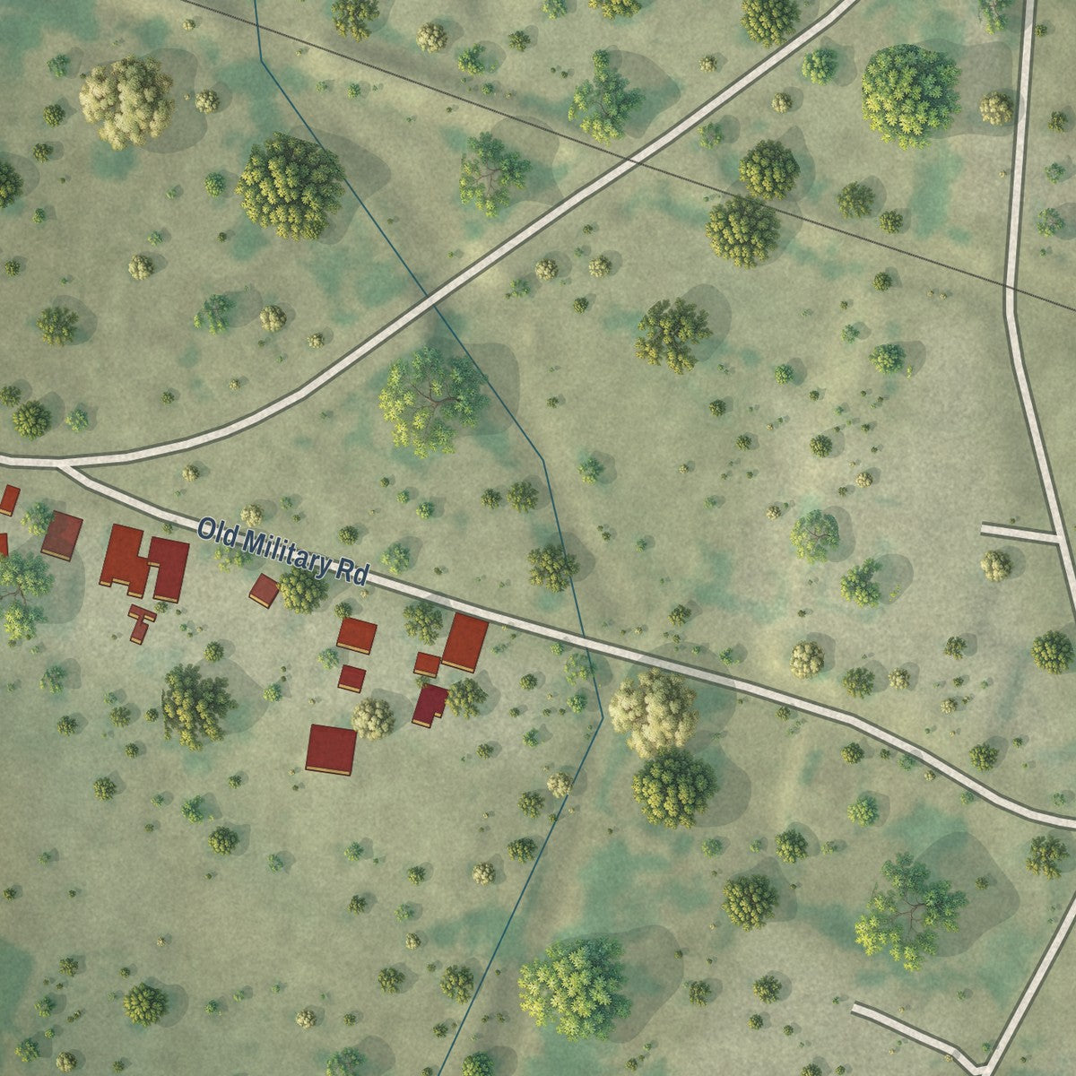 Close-up of the map of Garciasville, Texas print showing street and building detail