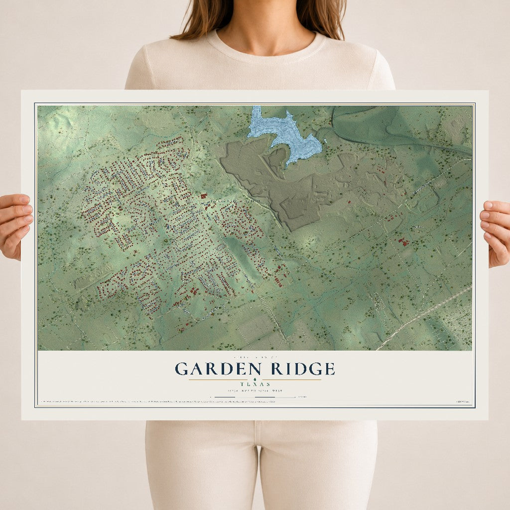 Map of Garden Ridge, Texas, 18 x 24 inch unframed archival matte print