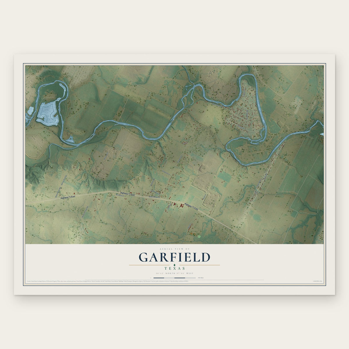 Garfield, Texas map print, the full design