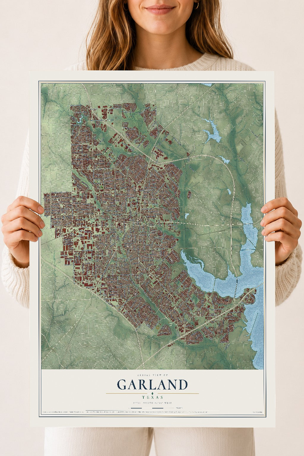 Map of Garland, Texas, 18 x 24 inch unframed archival matte print