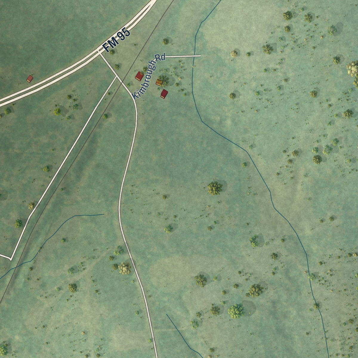 Second close-up of the map of Garrison, Texas print showing more streets and buildings