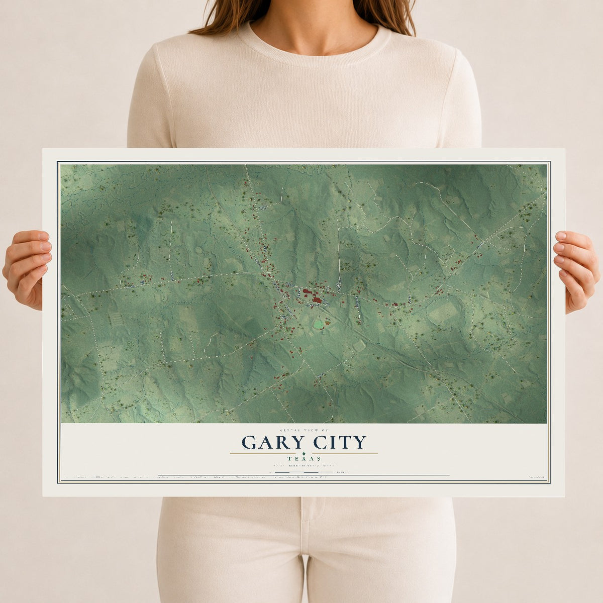 Map of Gary City, Texas, 12 x 18 inch unframed archival matte print