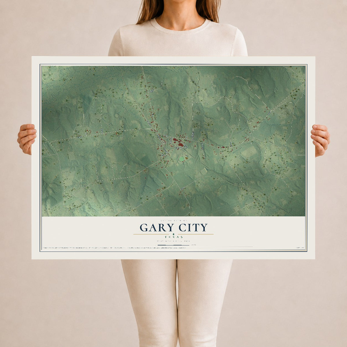 Map of Gary City, Texas, 24 x 36 inch unframed archival matte print