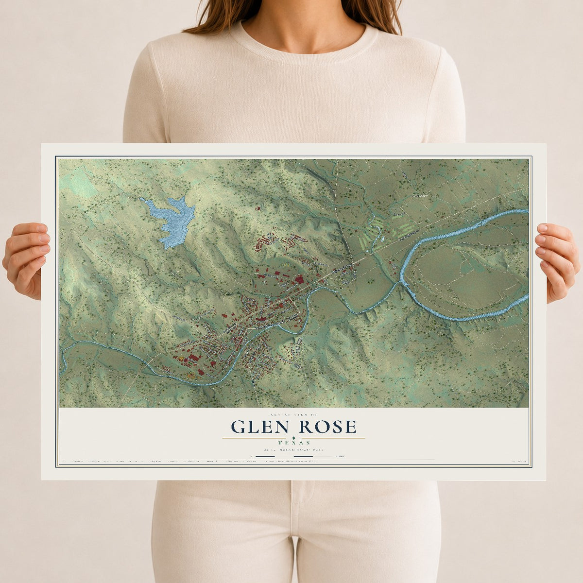 Map of Glen Rose, Texas, 12 x 18 inch unframed archival matte print