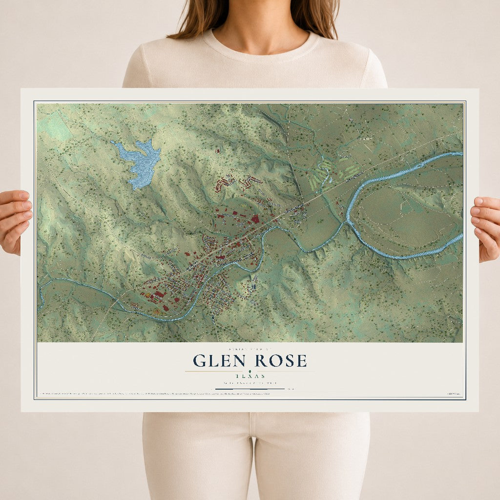 Map of Glen Rose, Texas, 18 x 24 inch unframed archival matte print