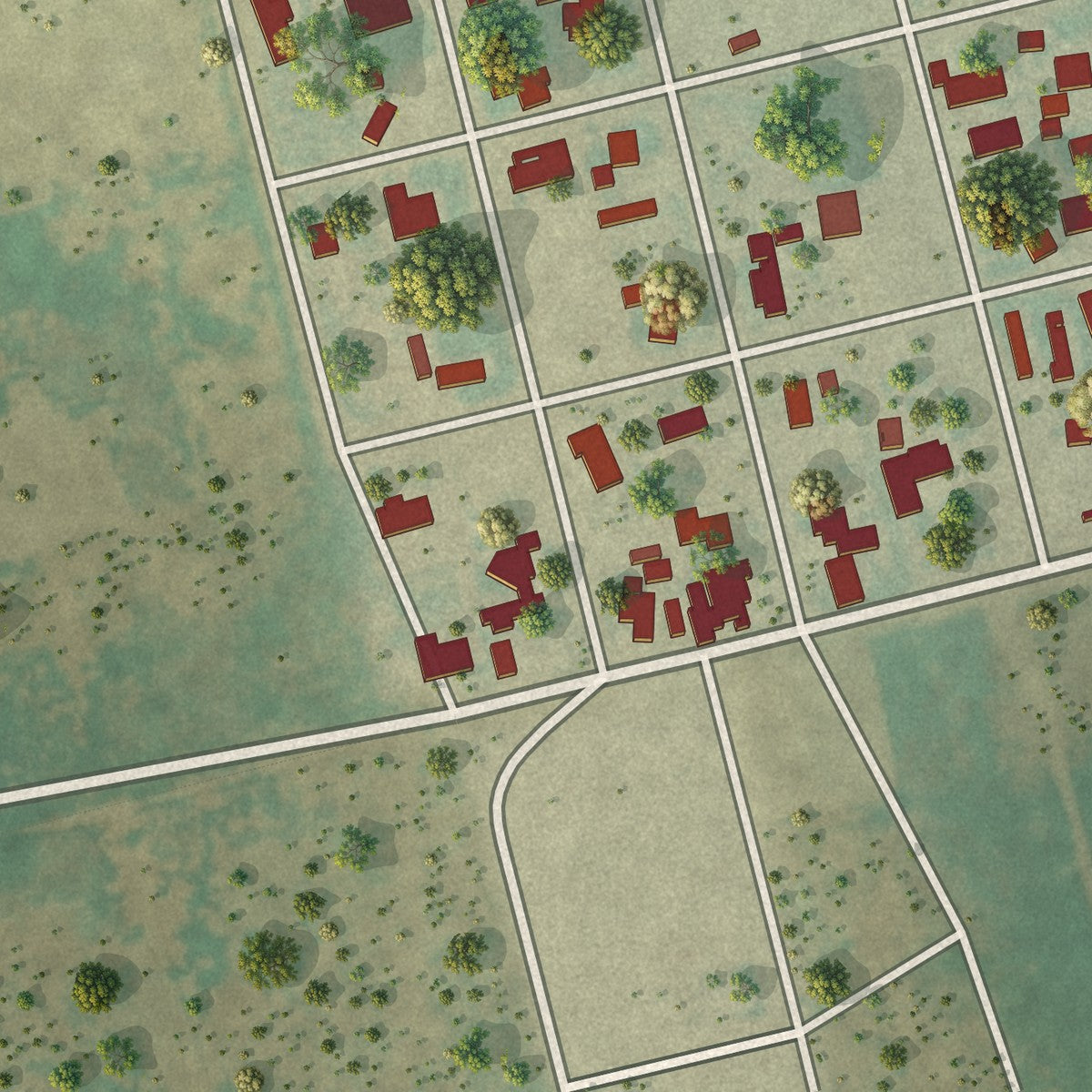 Second close-up of the map of Goldsmith, Texas print showing more streets and buildings