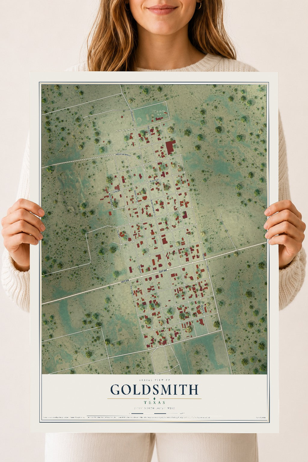 Map of Goldsmith, Texas, 18 x 24 inch unframed archival matte print