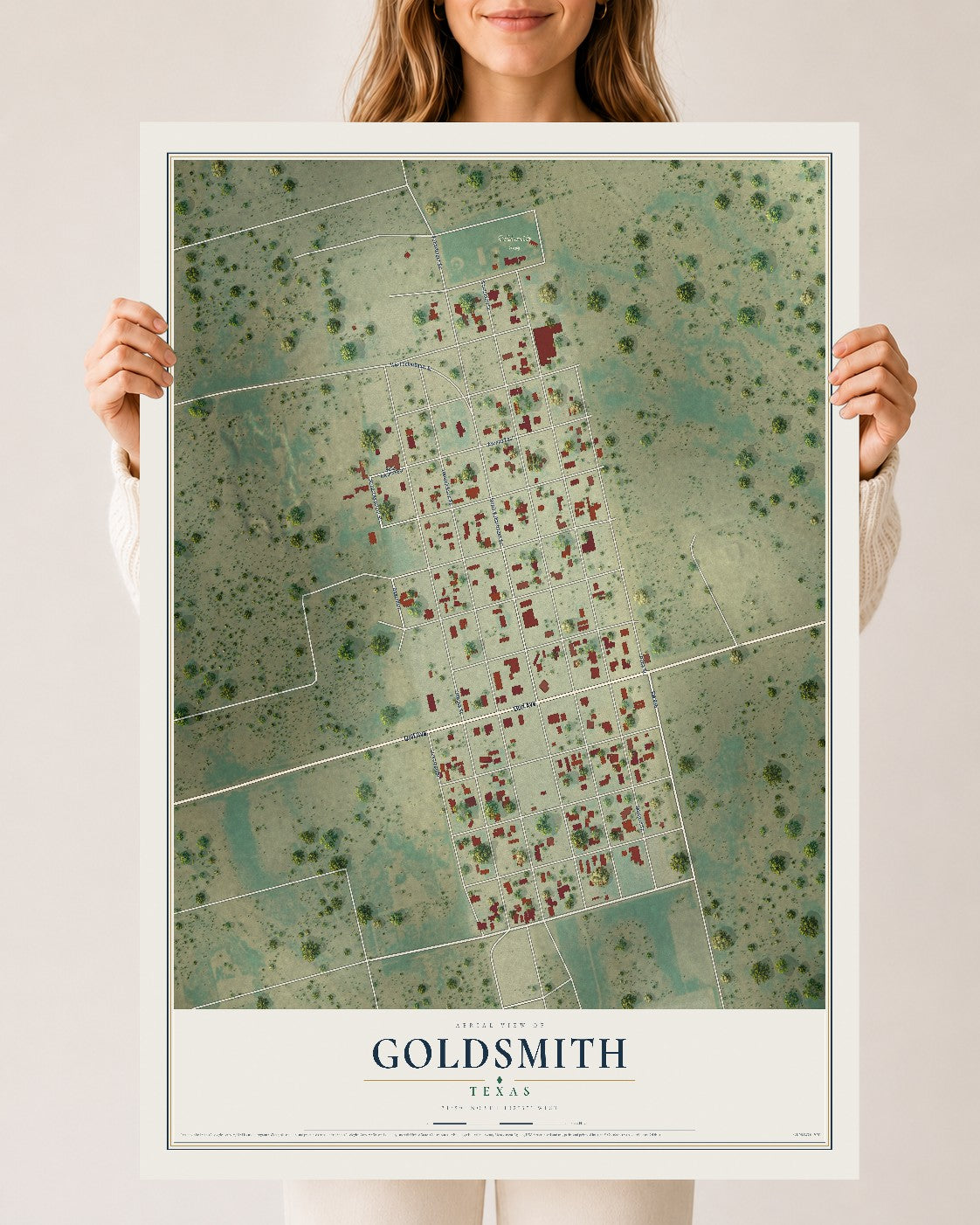 Map of Goldsmith, Texas, 24 x 36 inch unframed archival matte print
