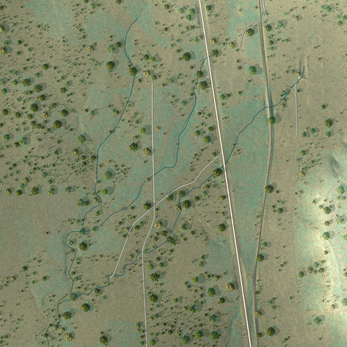 Second close-up of the map of Goldthwaite, Texas print showing more streets and buildings