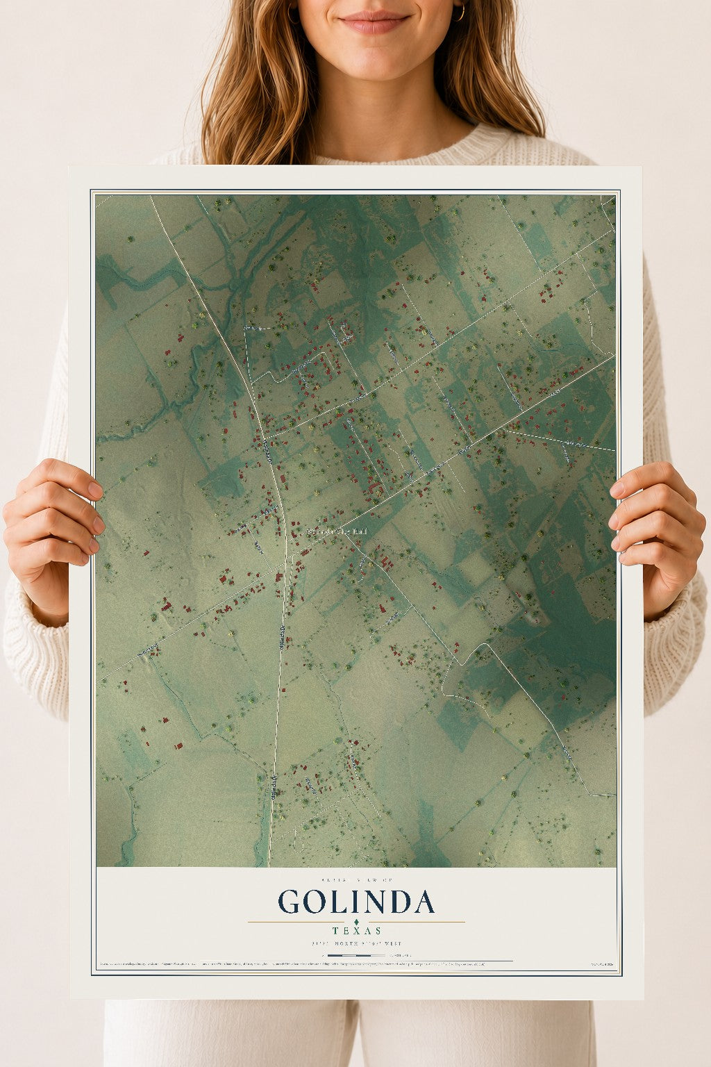 Map of Golinda, Texas, 18 x 24 inch unframed archival matte print