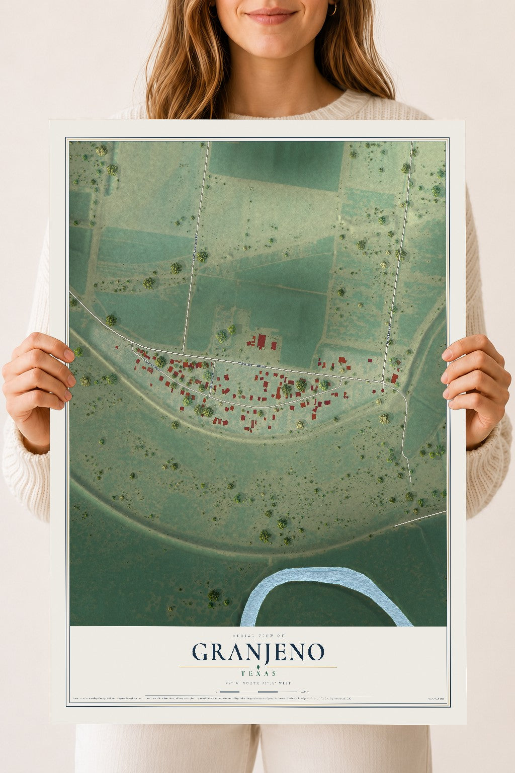 Map of Granjeno, Texas, 18 x 24 inch unframed archival matte print