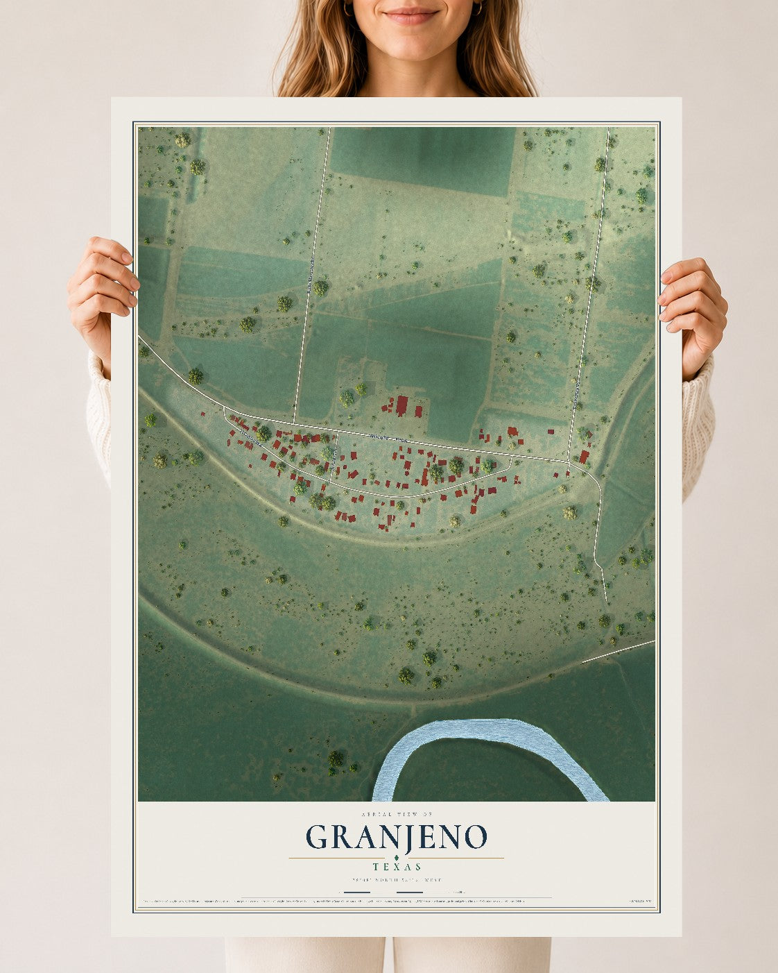 Map of Granjeno, Texas, 24 x 36 inch unframed archival matte print
