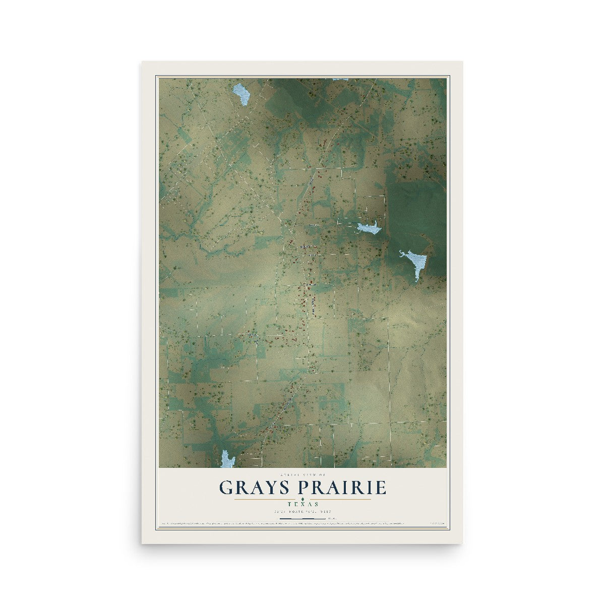 Map of Grays Prairie, Texas, 12 x 18 inch unframed archival matte print