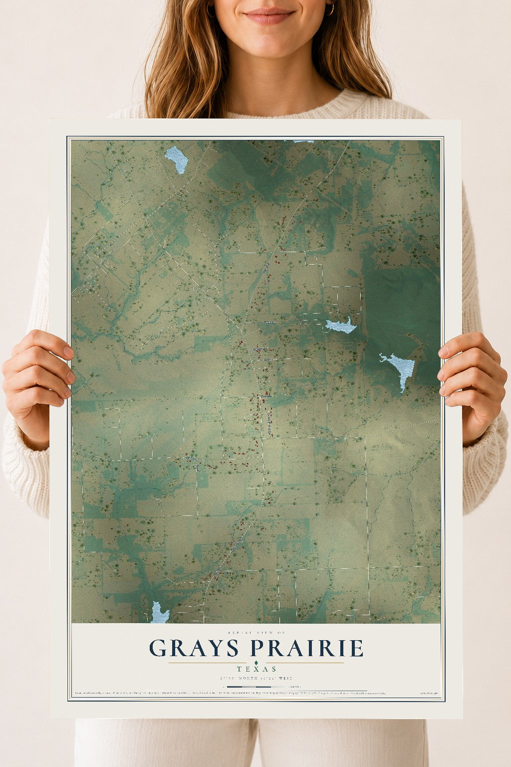 Map of Grays Prairie, Texas, 18 x 24 inch unframed archival matte print
