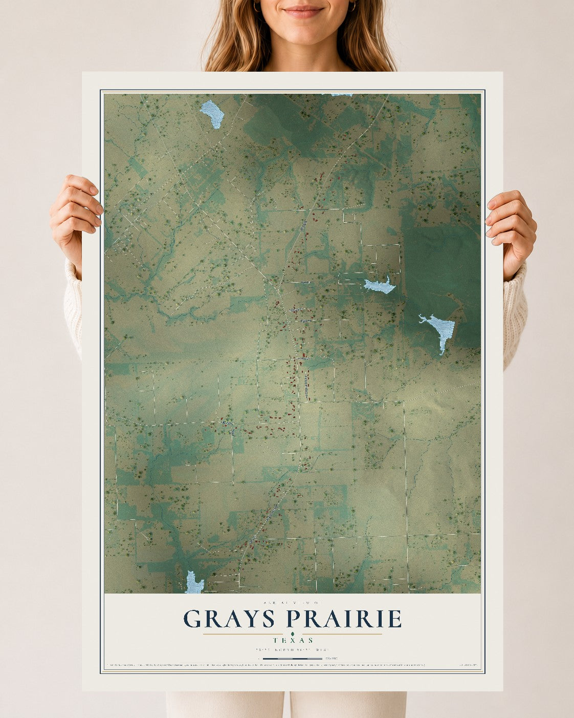 Map of Grays Prairie, Texas, 24 x 36 inch unframed archival matte print