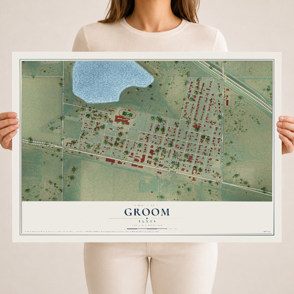 Map of Groom, Texas, 18 x 24 inch unframed archival matte print