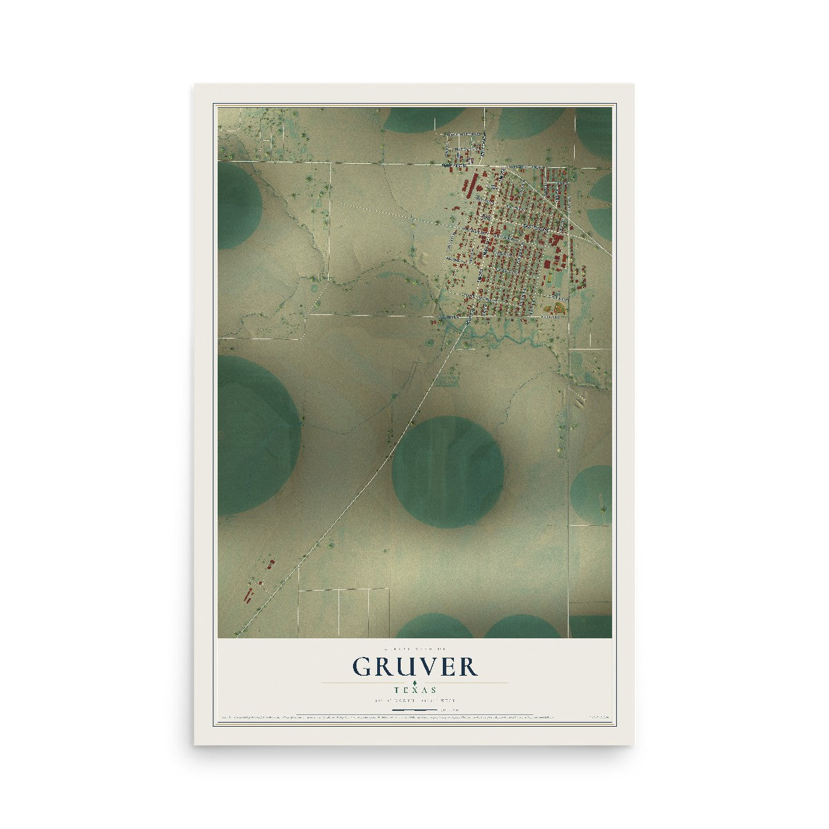 Map of Gruver, Texas, 12 x 18 inch unframed archival matte print