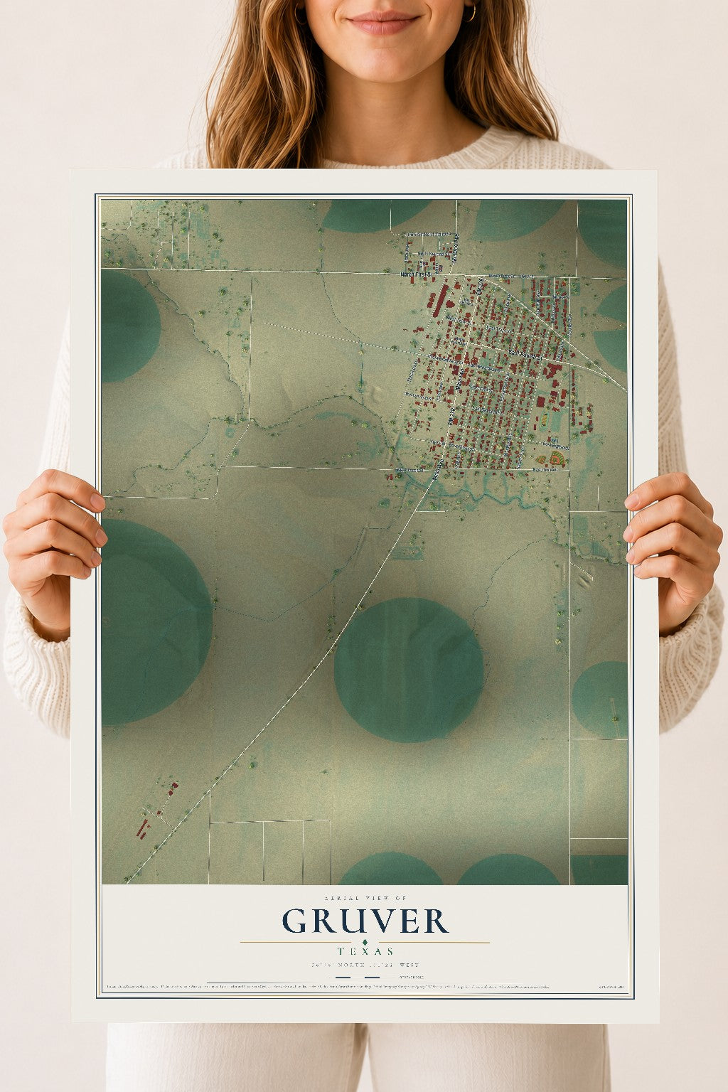 Map of Gruver, Texas, 18 x 24 inch unframed archival matte print