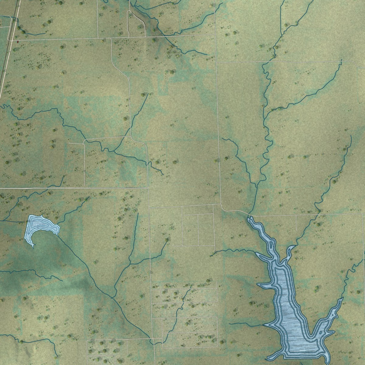 Second close-up of the map of Gunter, Texas print showing more streets and buildings