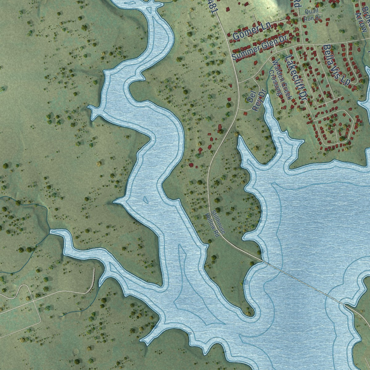 Second close-up of the map of Harker Heights, Texas print showing more streets and buildings