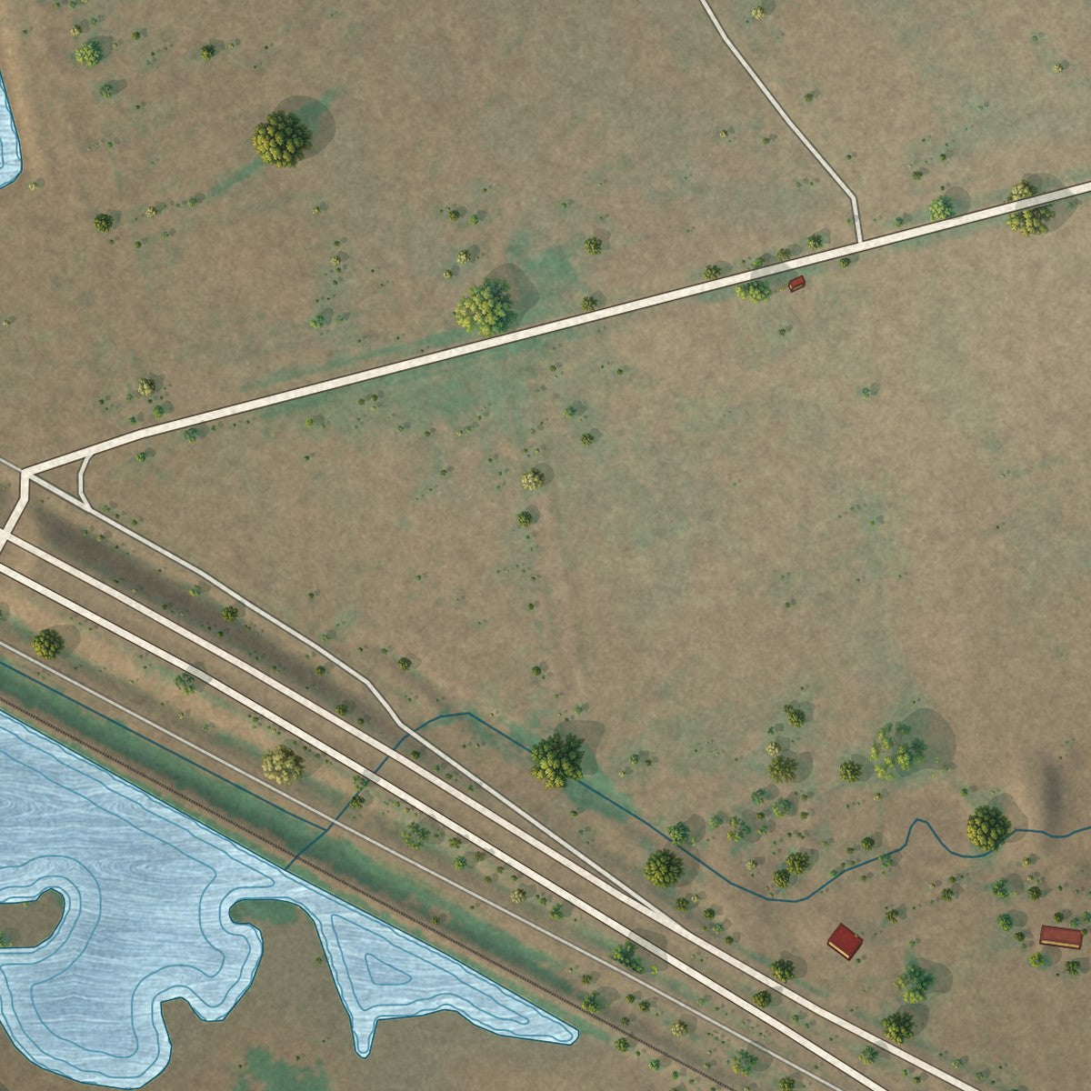 Close-up of the map of Harrold, Texas print showing street and building detail