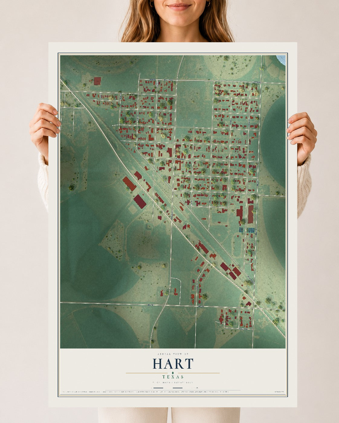 Map of Hart, Texas, 24 x 36 inch unframed archival matte print