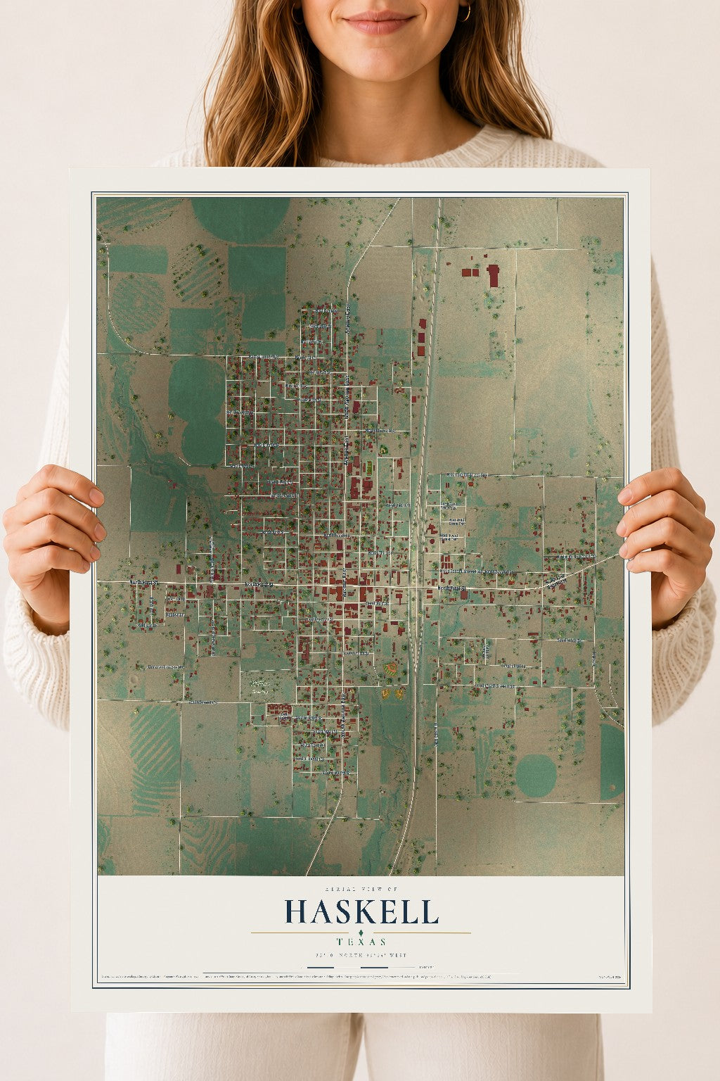 Map of Haskell, Texas, 18 x 24 inch unframed archival matte print