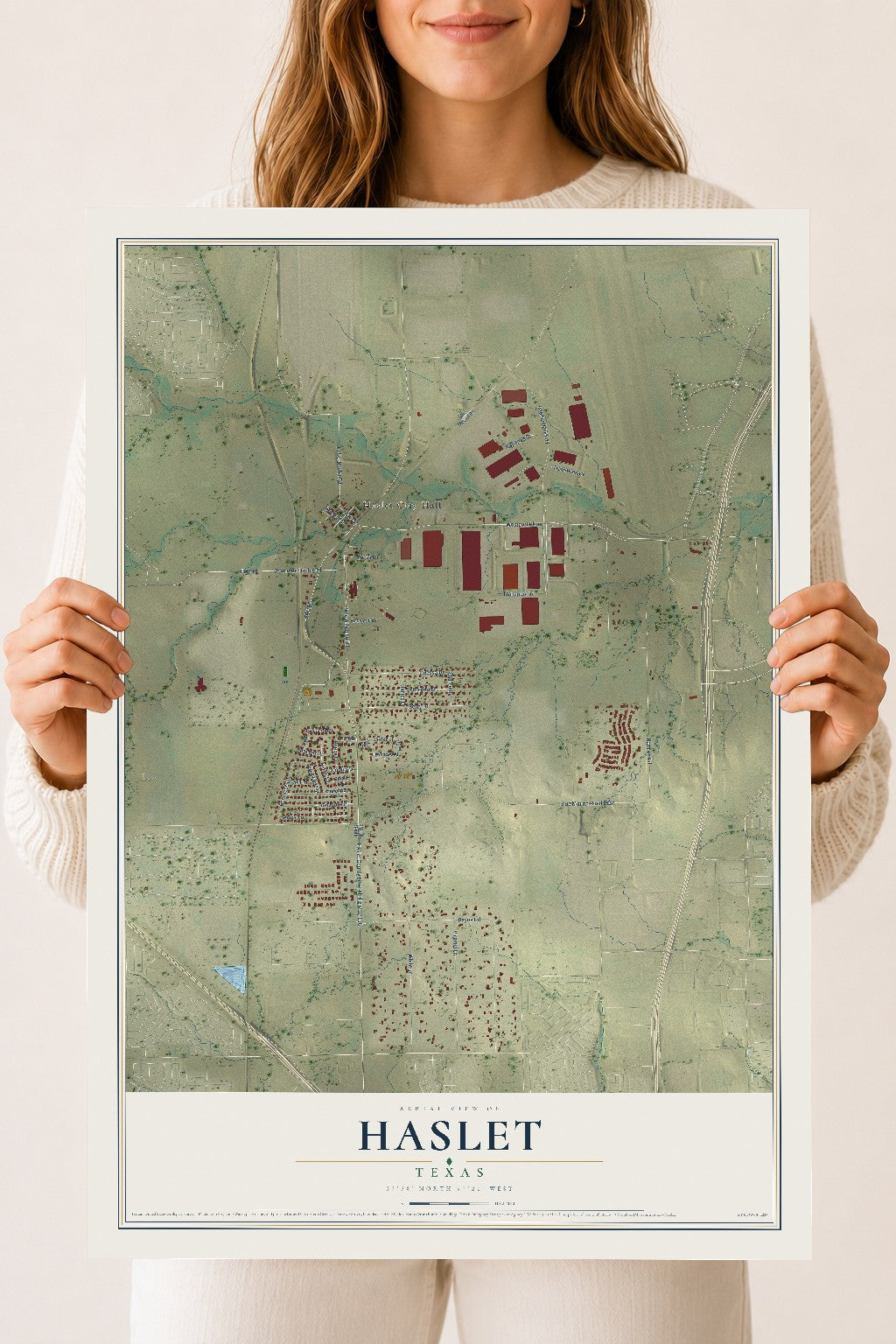 Map of Haslet, Texas, 18 x 24 inch unframed archival matte print