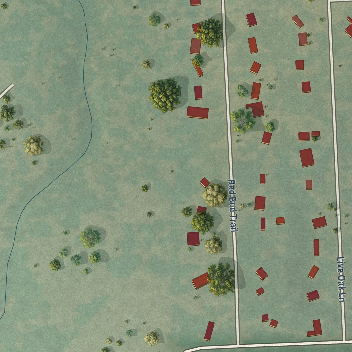 Second close-up of the map of Hays, Texas print showing more streets and buildings