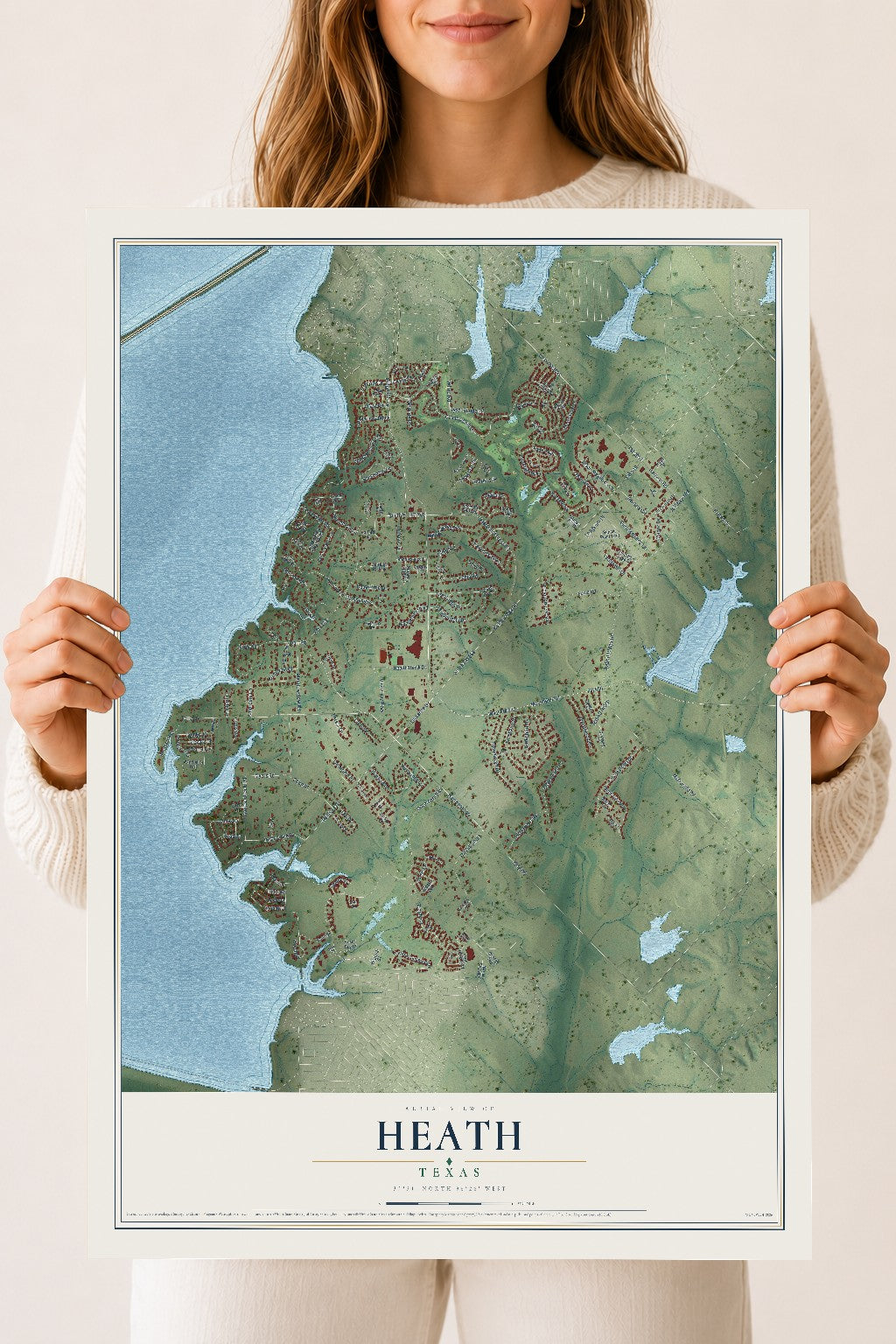 Map of Heath, Texas, 18 x 24 inch unframed archival matte print