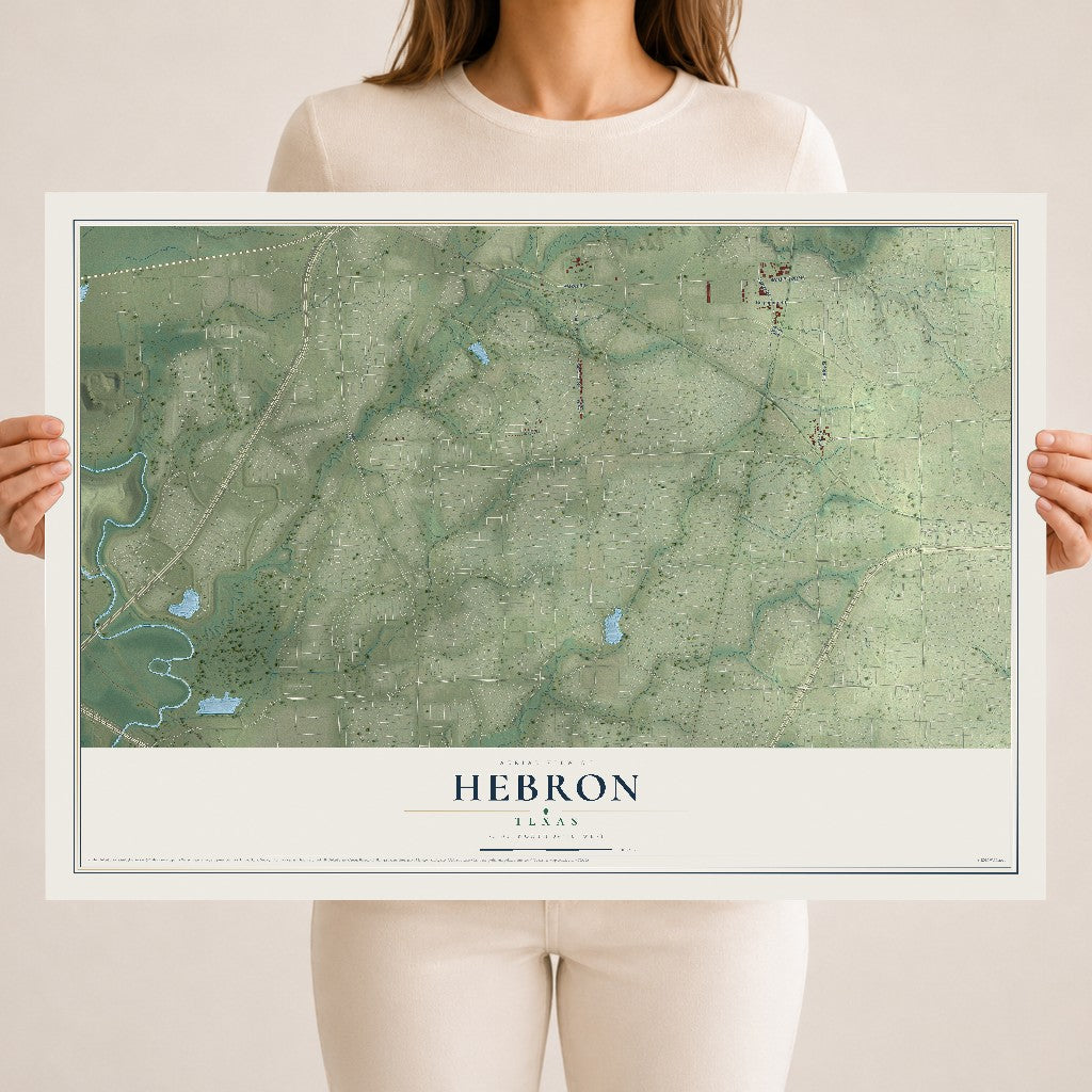 Map of Hebron, Texas, 18 x 24 inch unframed archival matte print
