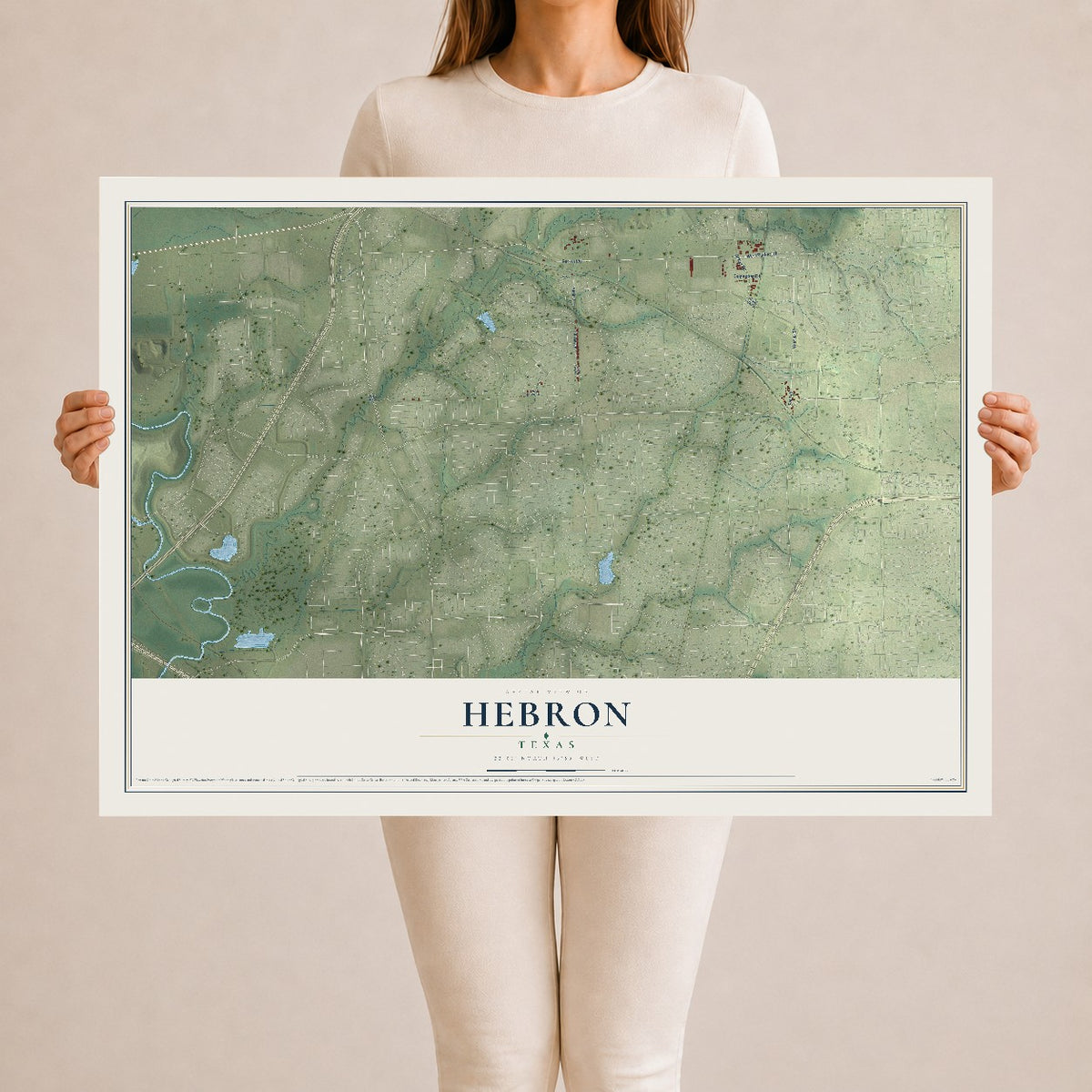 Map of Hebron, Texas, 24 x 36 inch unframed archival matte print