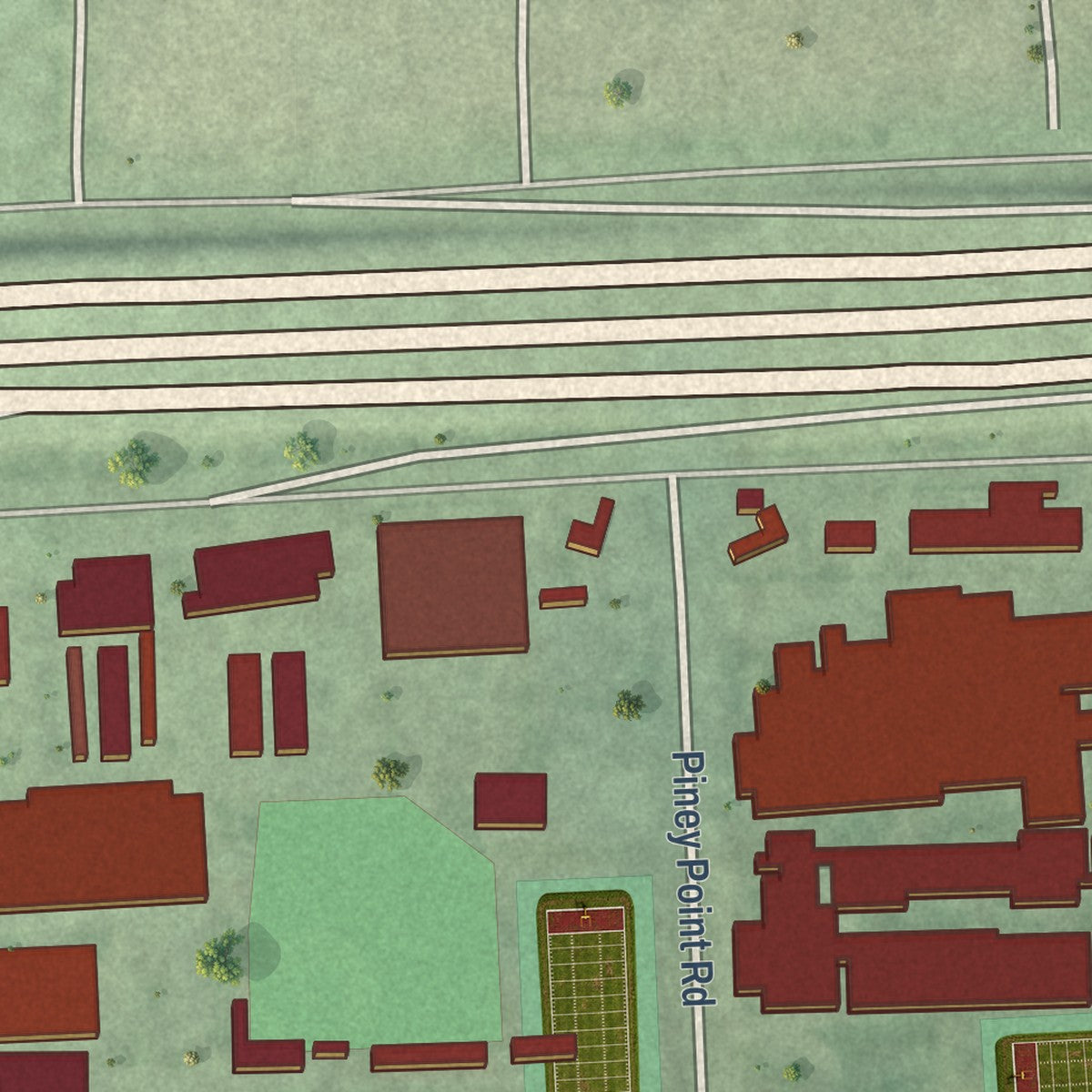 Second close-up of the map of Hedwig Village, Texas print showing more streets and buildings