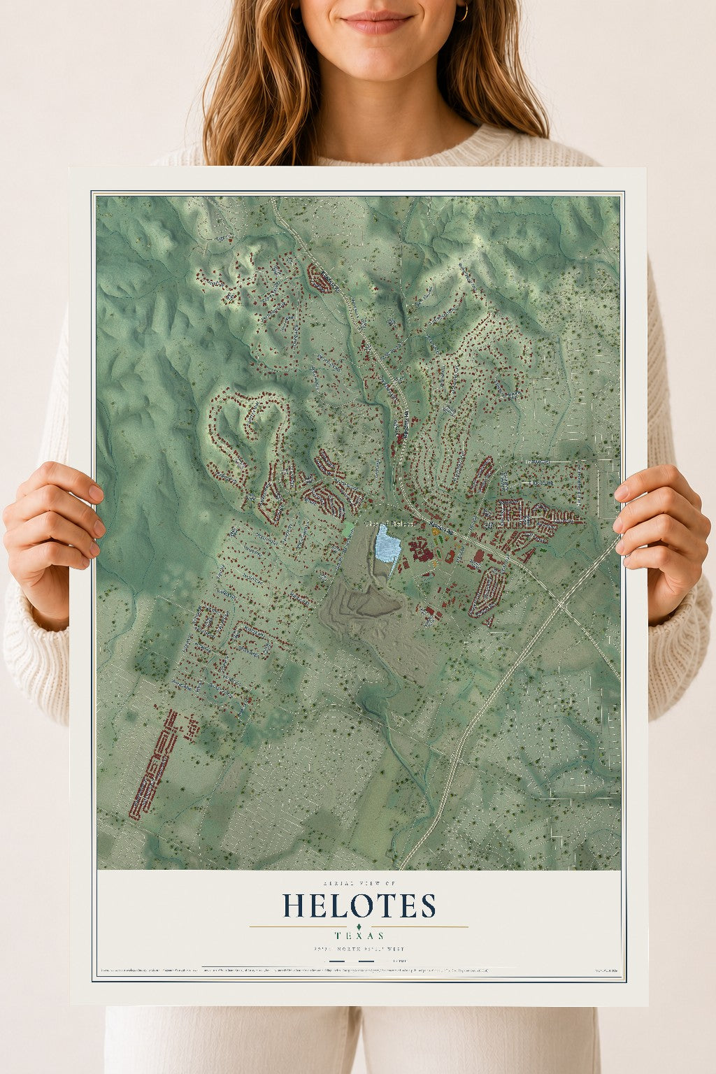 Map of Helotes, Texas, 18 x 24 inch unframed archival matte print
