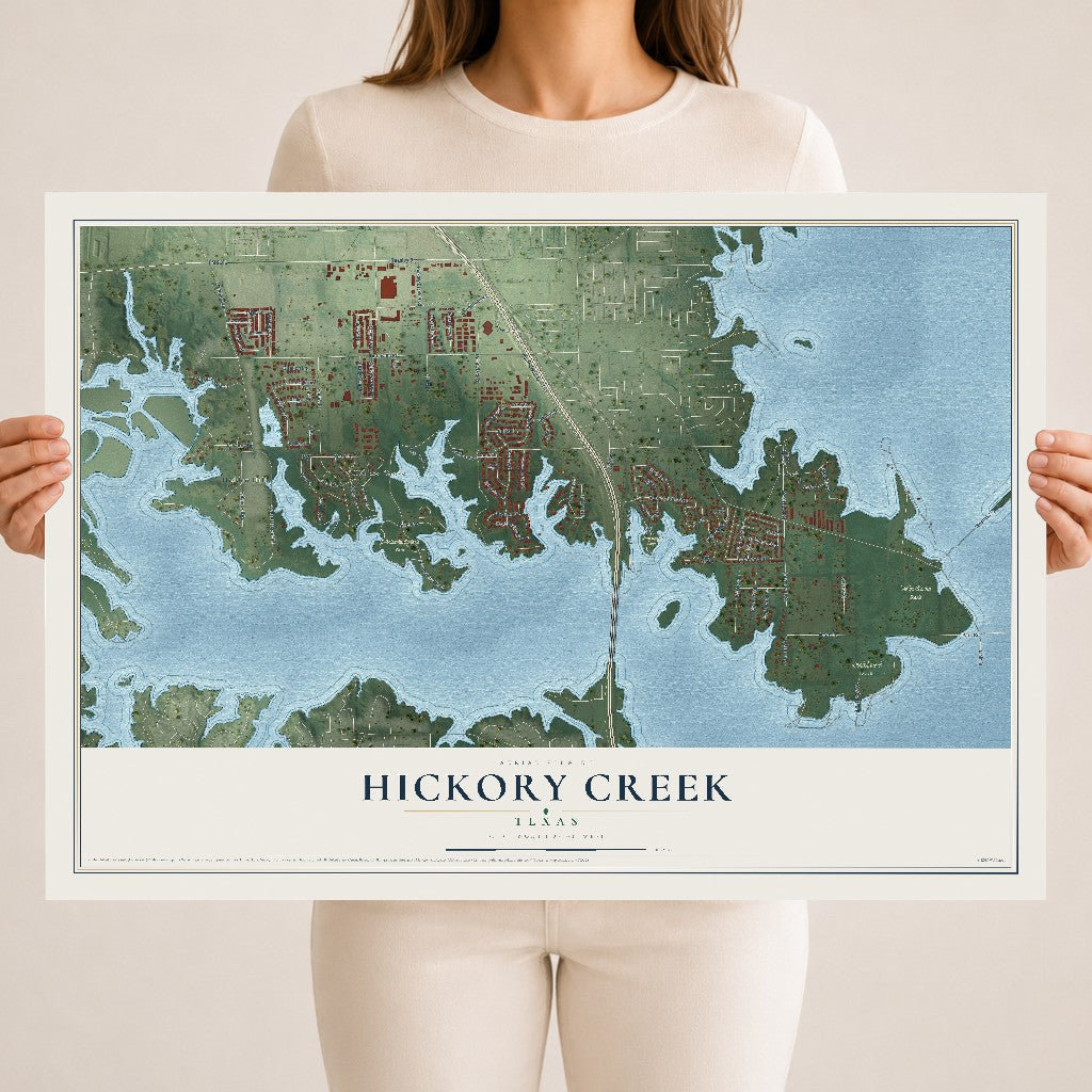 Map of Hickory Creek, Texas, 18 x 24 inch unframed archival matte print