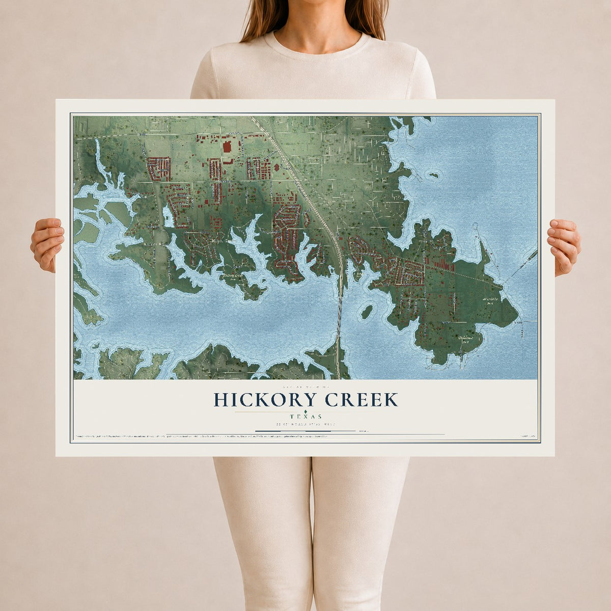 Map of Hickory Creek, Texas, 24 x 36 inch unframed archival matte print