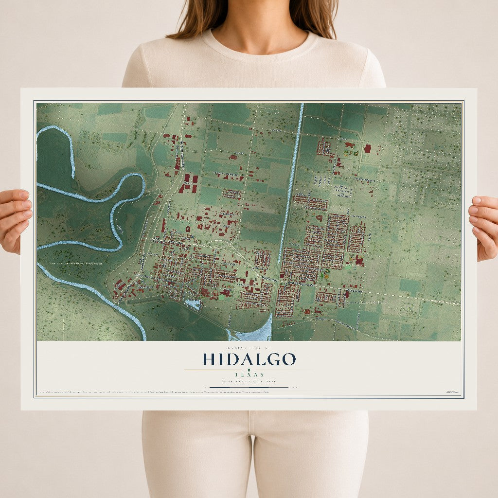 Map of Hidalgo, Texas, 18 x 24 inch unframed archival matte print