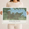 Map of Highland Village, Texas, 12 x 18 inch unframed archival matte print