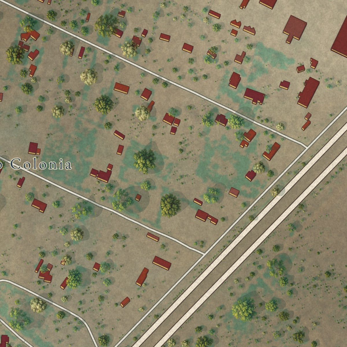 Close-up of the map of Hilltop, Frio County, Texas print showing street and building detail