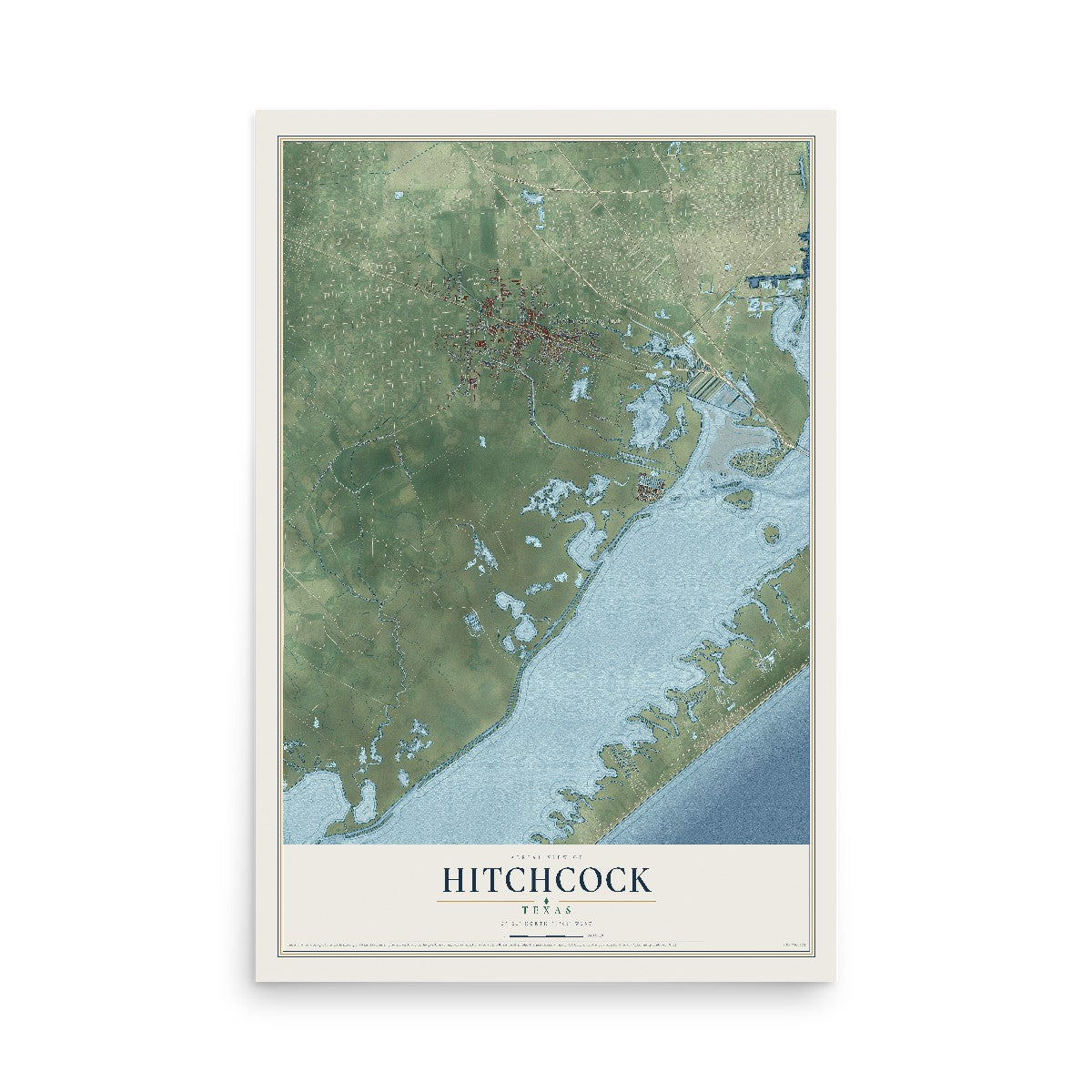 Map of Hitchcock, Texas, 12 x 18 inch unframed archival matte print