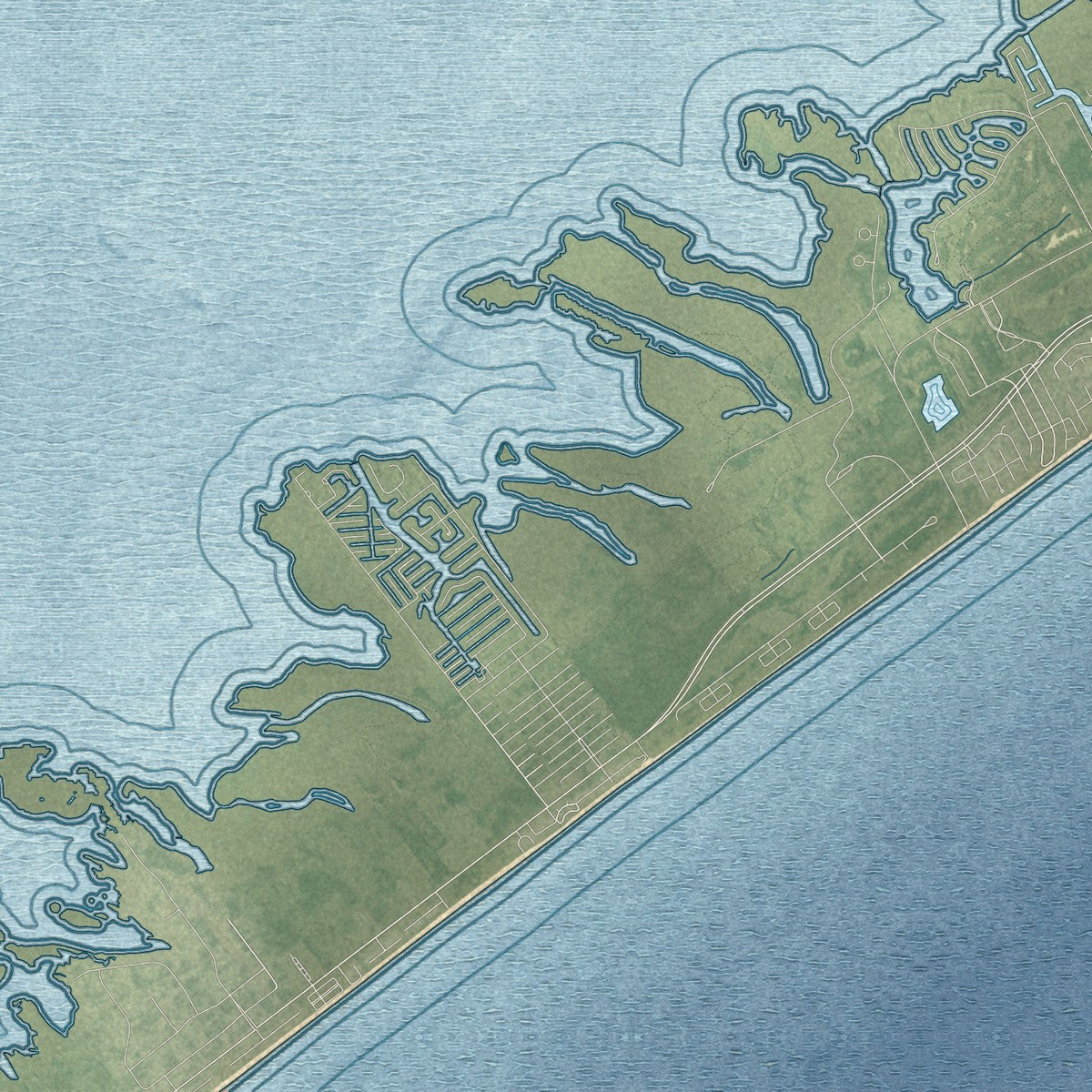 Second close-up of the map of Hitchcock, Texas print showing more streets and buildings