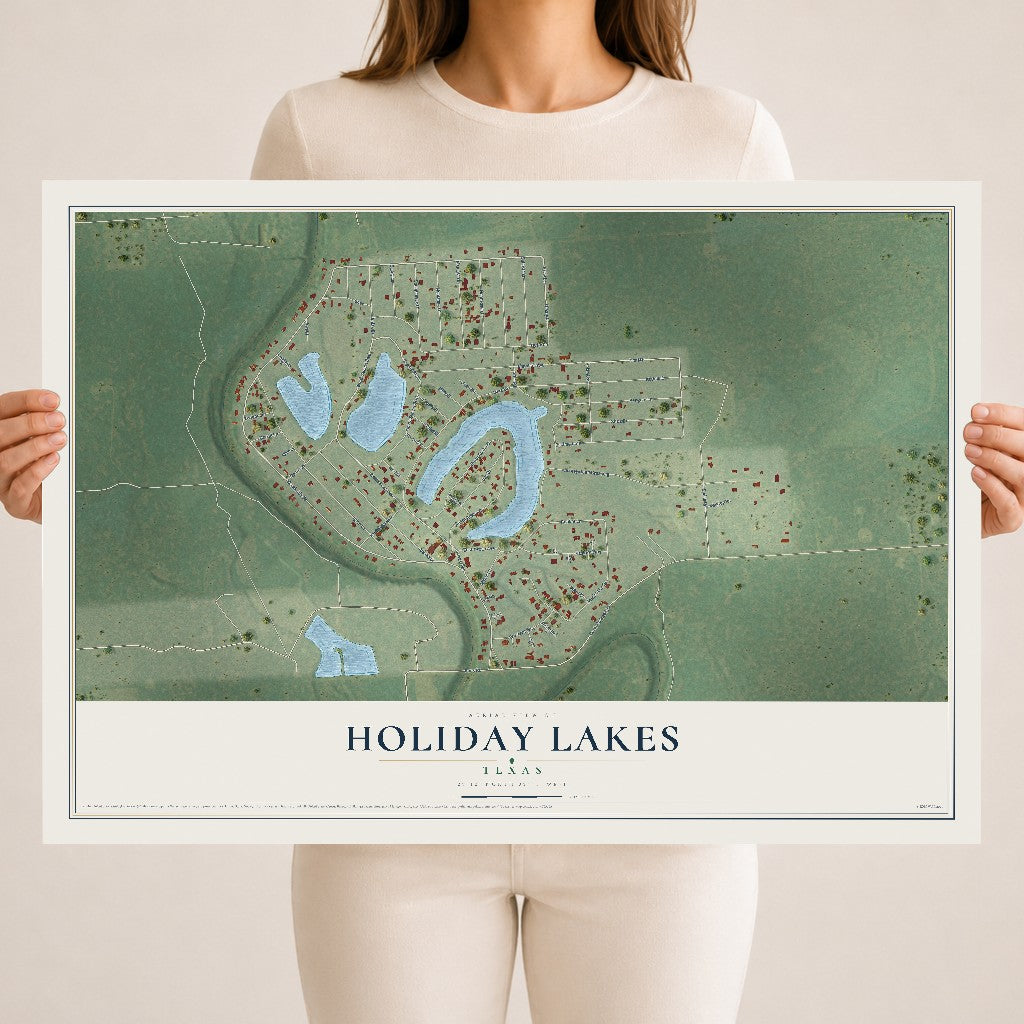 Map of Holiday Lakes, Texas, 18 x 24 inch unframed archival matte print